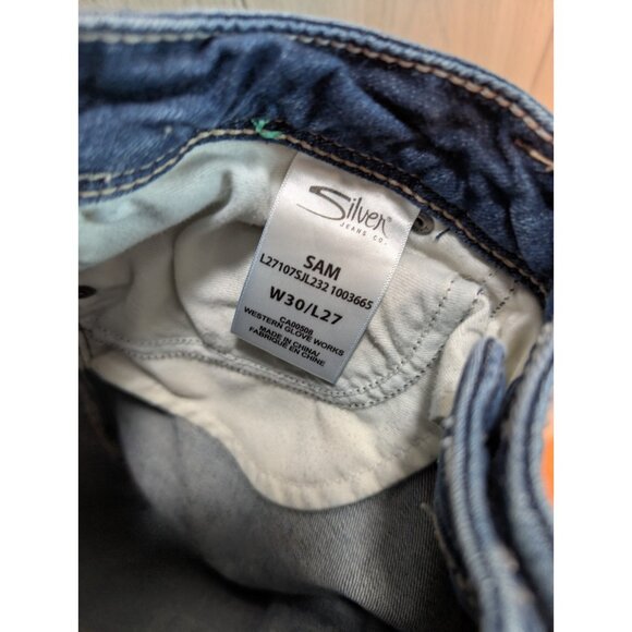 Silver Jeans Womens 30x27 Sam Boyfriend Distressed Stretch Blue Denim - Picture 7 of 10